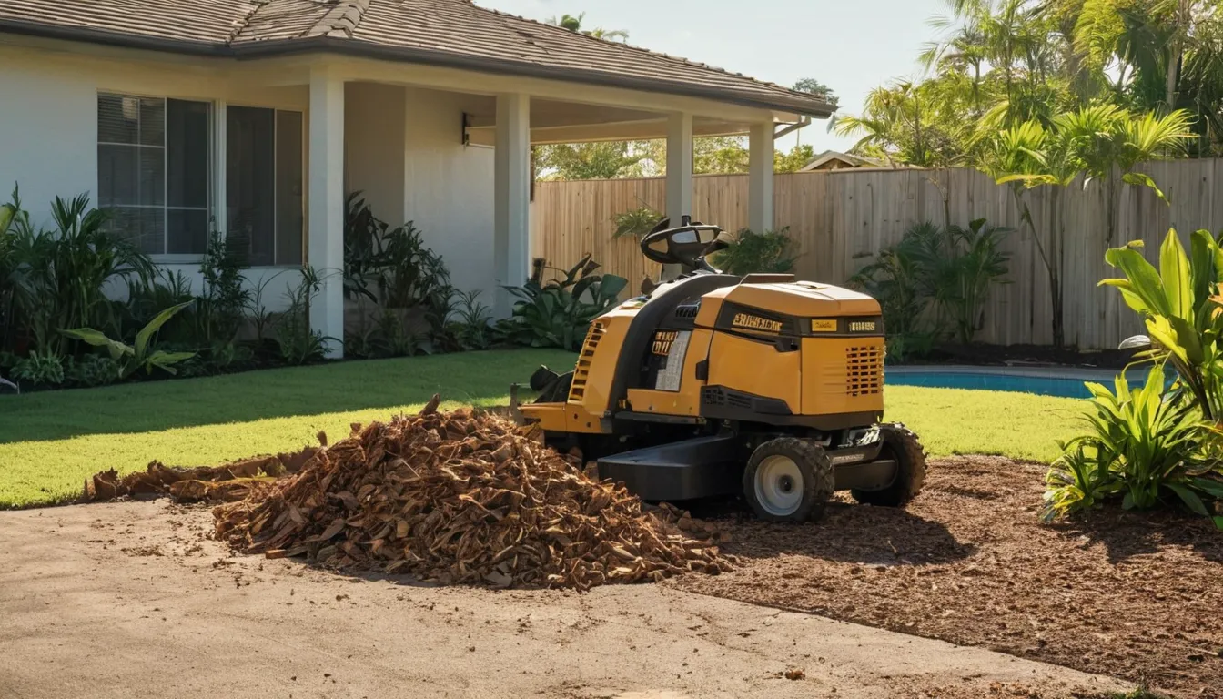 A freshly ground stump area ready for new grass in a the Cape Coral area backyard